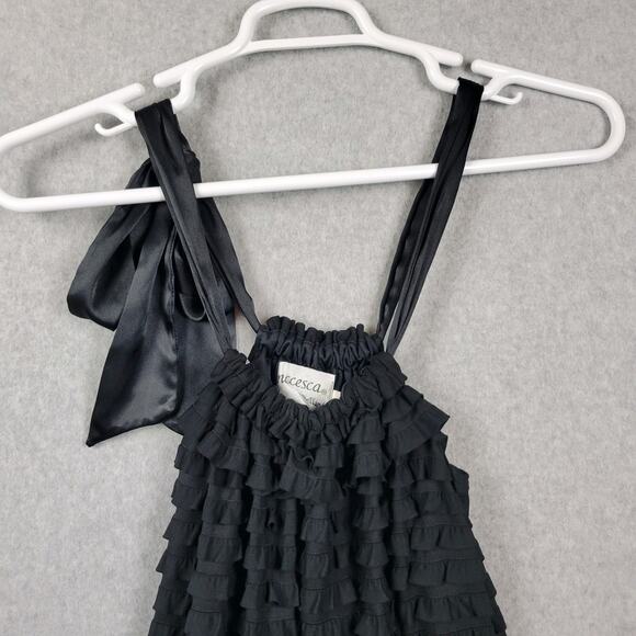 Franccesca Bellini Black Ruffle Layered Sleeveless Mini Dress Women's Large - Picture 3 of 10